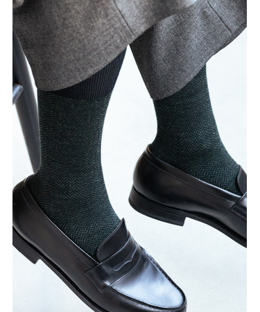 【Tabio MEN】ウールヘリンボンロングホーズ