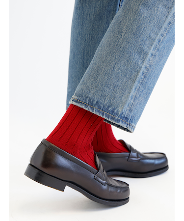 【Tabio MEN】WEB限定/ローゲージ5×1リブショート丈ソックス