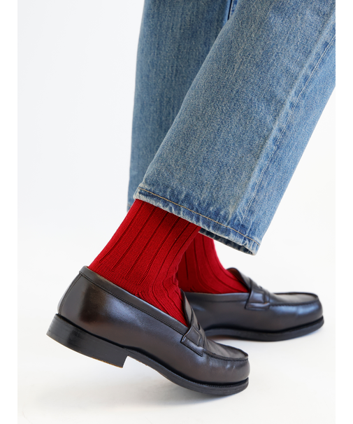 【Tabio MEN】WEB限定/ローゲージ5×1リブショート丈ソックス