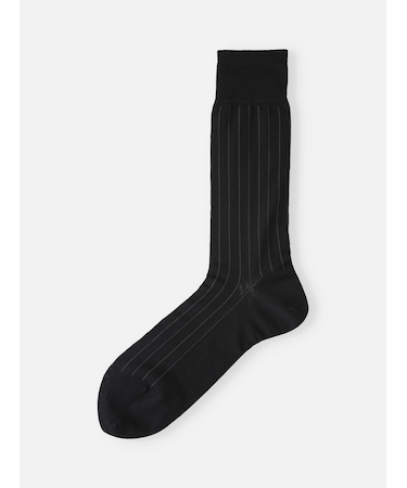 【Tabio MEN】 連続シルケット ストライプレギュラー丈ソックス（23.0～25.0cm）