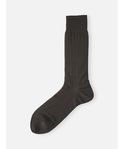 【Tabio MEN】 連続シルケット ストライプレギュラー丈ソックス（23.0～25.0cm）