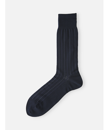 【Tabio MEN】 連続シルケット ストライプレギュラー丈ソックス（23.0～25.0cm）