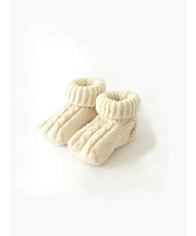 ベビー 無縫製手編み風ケーブル二重編みソックス 7~9cm