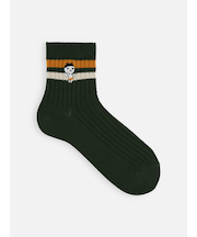 岡山限定 OH!くん刺繍綿混2本ラインショートソックス