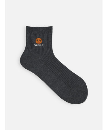 岡山限定さくさくぱんだ刺繍2×2リブショートソックス