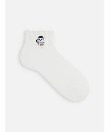 岡山限定 OH!くん刺繍リブベタショートソックス