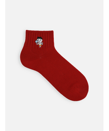 岡山限定 OH!くん刺繍リブベタショートソックス