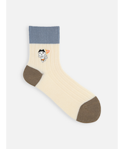 岡山限定 OH!くん刺繍３面切り替えショートソックス