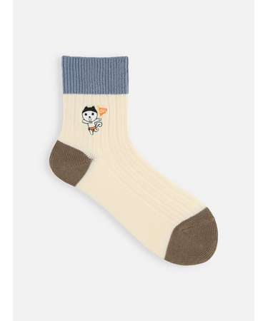 岡山限定 OH!くん刺繍３面切り替えショートソックス