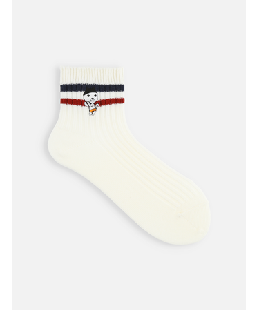 岡山限定 OH!くん刺繍リブ２本ラインショートソックス