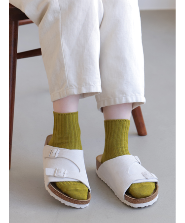 ローゲージ2×2リブショートソックス