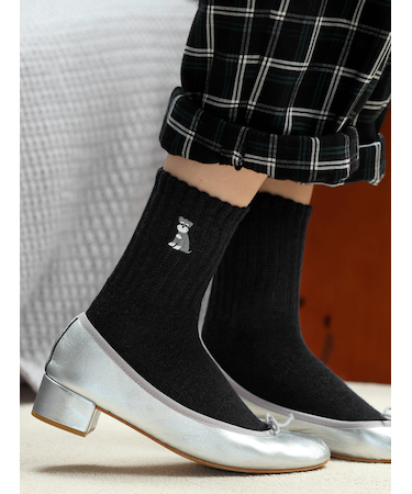 犬刺繍アメリブショートソックス