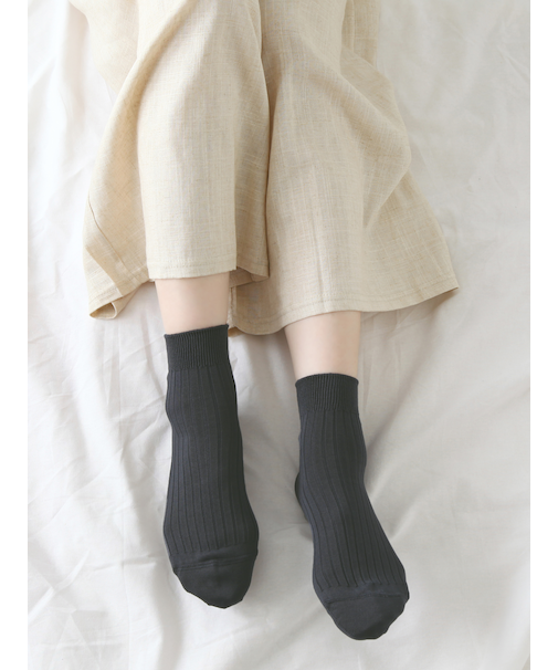 【綿100%】5×2リブショートソックス(23～24cm)
