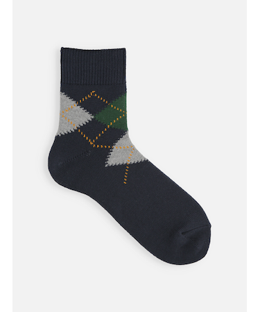 【Tabio MEN】綿アーガイルショート丈ソックス