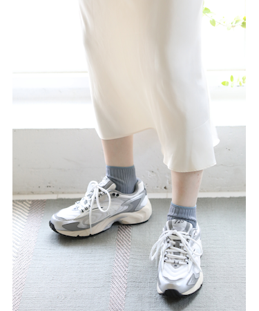 シルケット2×2リブショートソックス