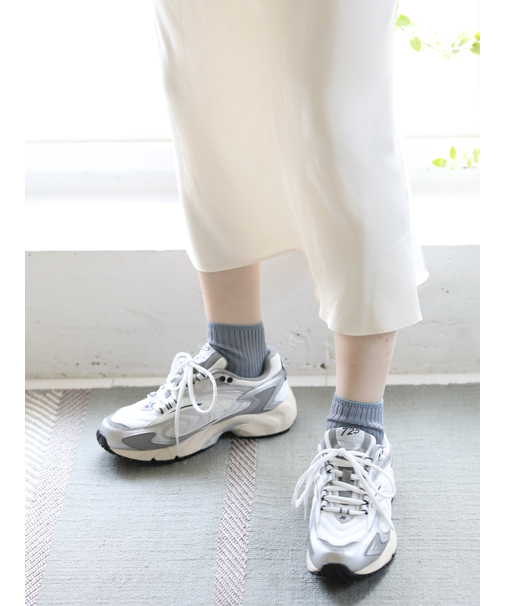 シルケット2×2リブショートソックス