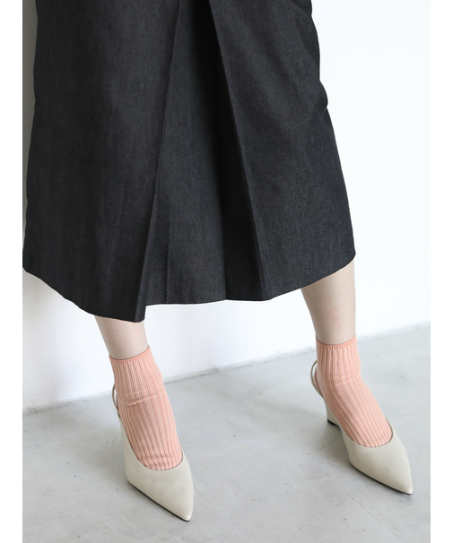 シルケット2×2リブショートソックス