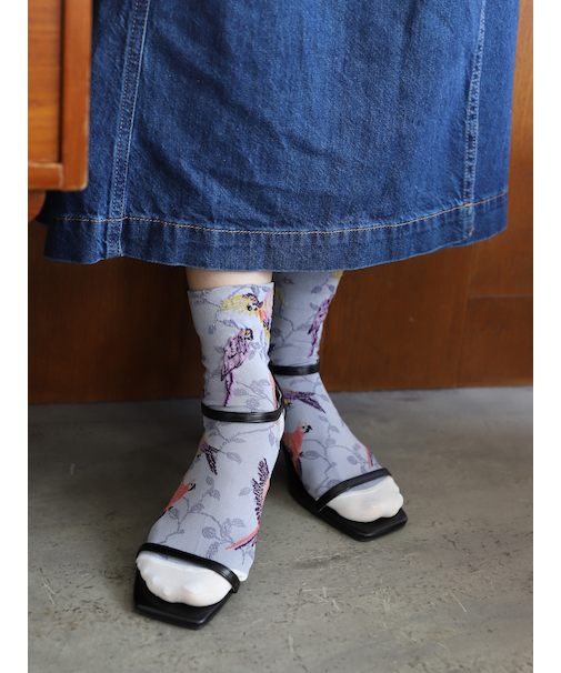 フロートオウム柄ショートソックス