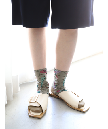 フロートオウム柄ショートソックス