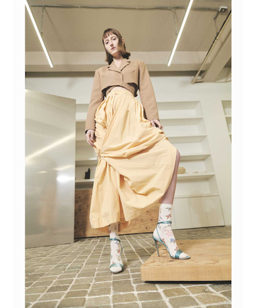 綿麻メッシュパッチワーク柄ショートソックス