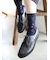 綿麻メッシュパッチワーク柄ショートソックス