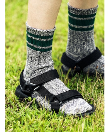 【Tabio MEN】バルキー綿混ラインソックス