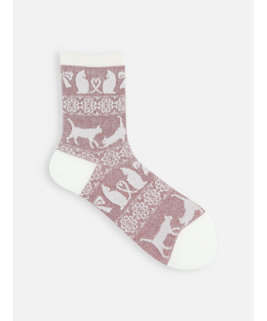 猫リボン柄クルー