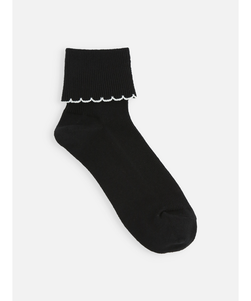 ジュニアサイズ 折り返し配色フリルソックス 22～24cm