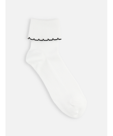 ジュニアサイズ 折り返し配色フリルソックス 22～24cm