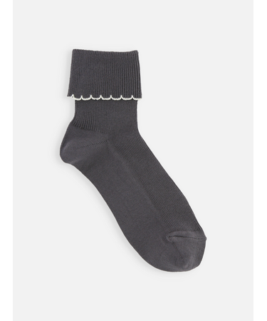 ジュニアサイズ 折り返し配色フリルソックス 22～24cm