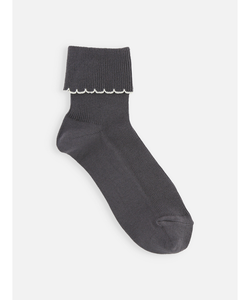 ジュニアサイズ 折り返し配色フリルソックス 22～24cm