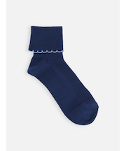 ジュニアサイズ 折り返し配色フリルソックス 22~24cm