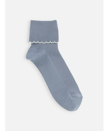 ジュニアサイズ 折り返し配色フリルソックス 22～24cm