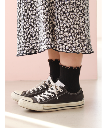 配色メロウリブショートソックス