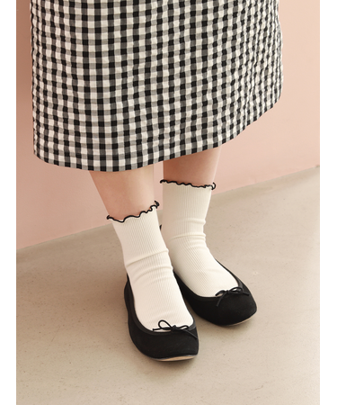 配色メロウリブショートソックス