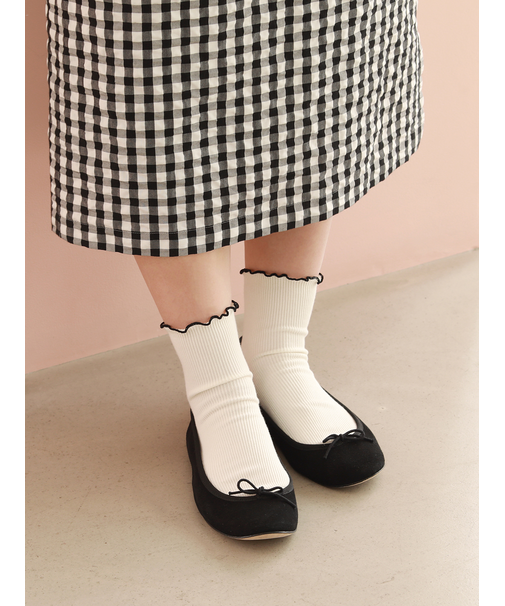 配色メロウリブショートソックス