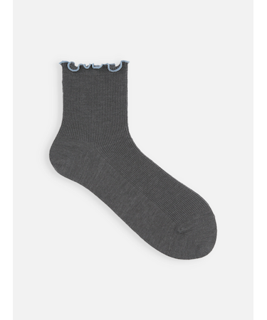 配色メロウリブショートソックス