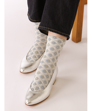 フロートフラワーダイヤショートソックス