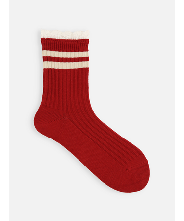 レース付き2本ラインショートソックス