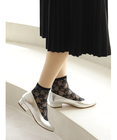 チュールフローラルレースショートソックス