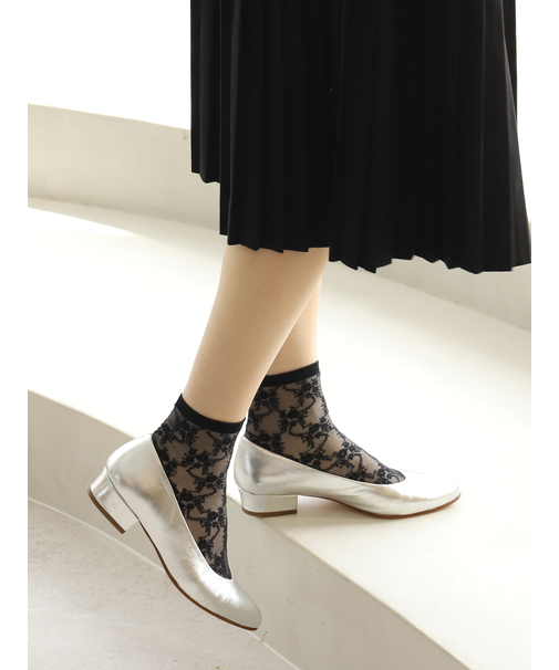 チュールフローラルレースショートソックス