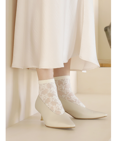 チュールフローラルレースショートソックス
