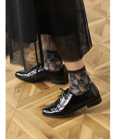 チュールフローラルレースショートソックス