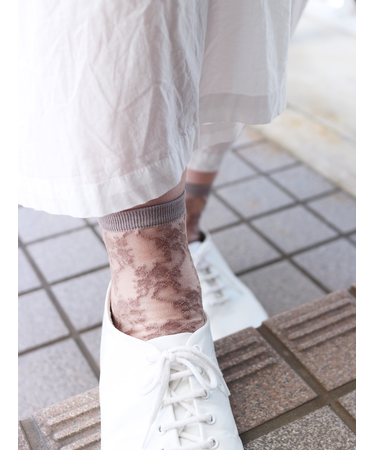 チュールフローラルレースショートソックス