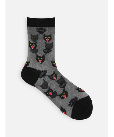 シアー黒猫白猫ショートソックス