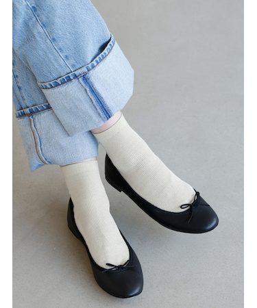 なめらかラメリブショートソックス