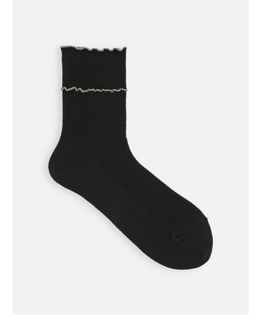 ダブル配色メロウリブショートソックス