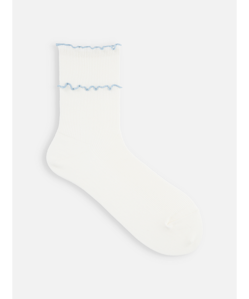 ダブル配色メロウリブショートソックス