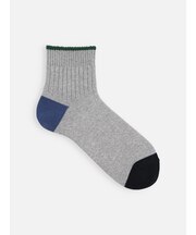 【Tabio MEN】撚り杢リブベタ２面切替ショート丈ソックス