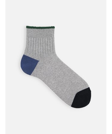 【Tabio MEN】撚り杢リブベタ２面切替ショート丈ソックス